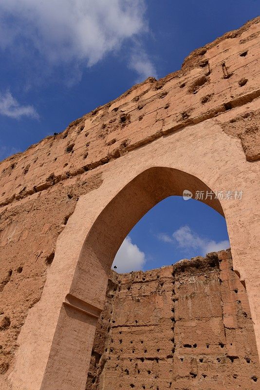El Badi废墟，马拉喀什，摩洛哥，非洲。